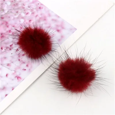 wine red 3 см помпон, помпон, мягкий мех норки, помпоны для женщин, детей, зимнее платье, шапки, обувь, шапки, кольцо, брелок, аксессуары, Hairball 10 шт - Цвет: wine red