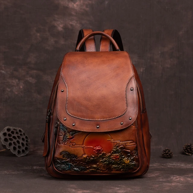 Best Vintage Brown Leather Rucksack Womens Vintage School Backpacks Le