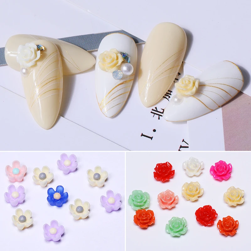 10 шт./пакет цветов красочные плоские пластмассовые цветы украшения для рукоделия