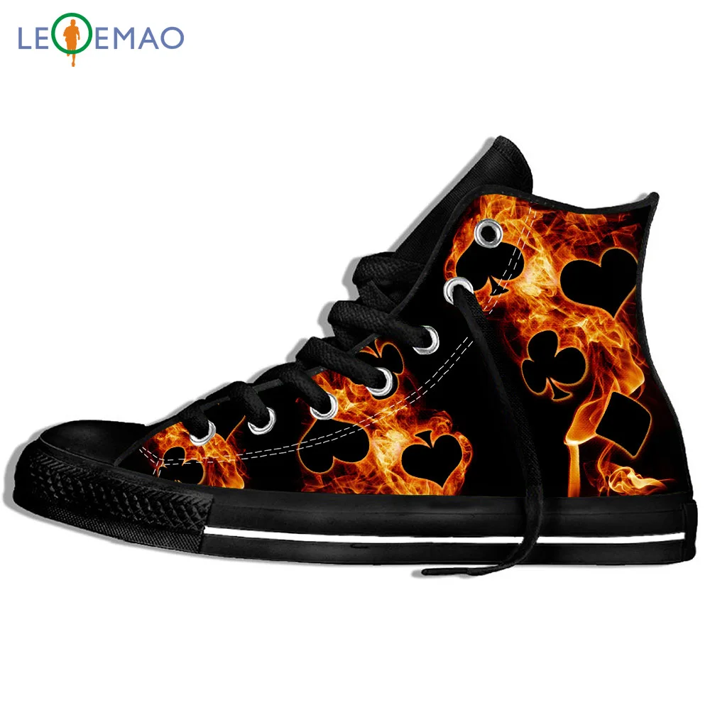 

Custom Logo Image Printing Sneakers Shoes Arrival Design Fire Poker Cards Men Canvas Harajuku Canvas Zapatos De Mujer Outdoor