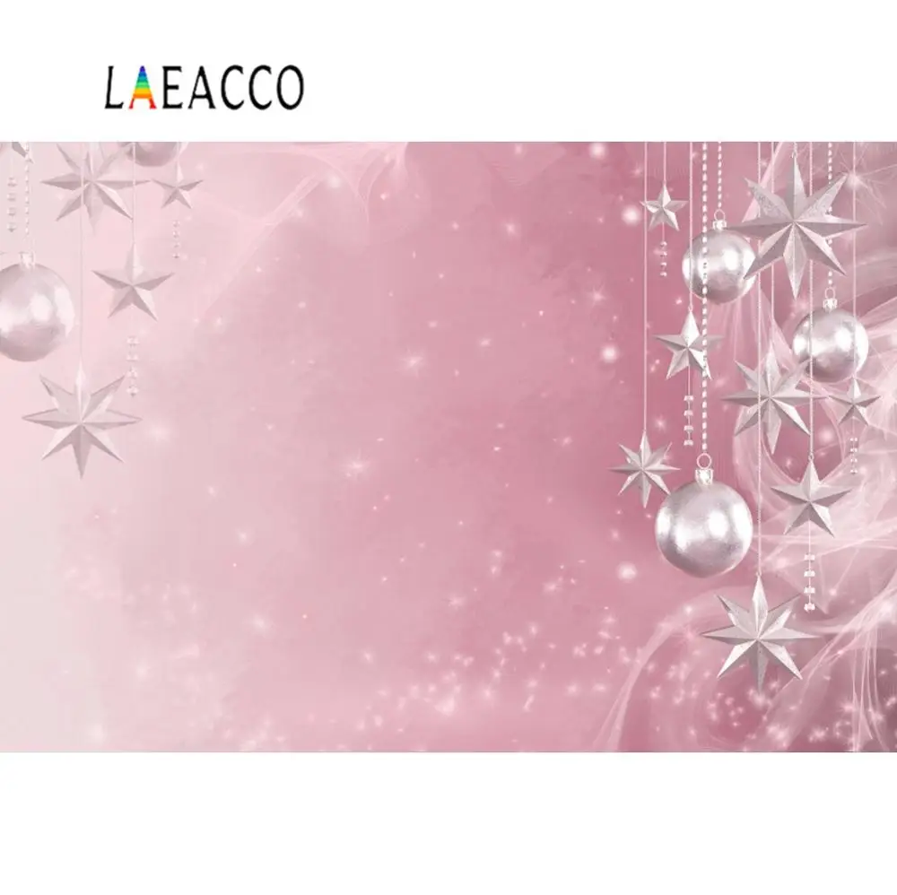 Розовый Рождественский фон Laeacco для фотосъемки со звездным шариком Снежинка