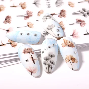 

Nail Water Decal Stickers Flower Series Sakura Daisy Lavender Floral Pattern 3D Transfer Sticker Nail Art Decoration