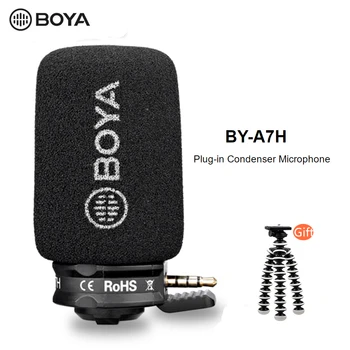 

BOYA BY-A7H TRRS Cardioid Mini gun shape Directional Microphone for Smart Phones Omni-directional Polar Pattern Plug and Play