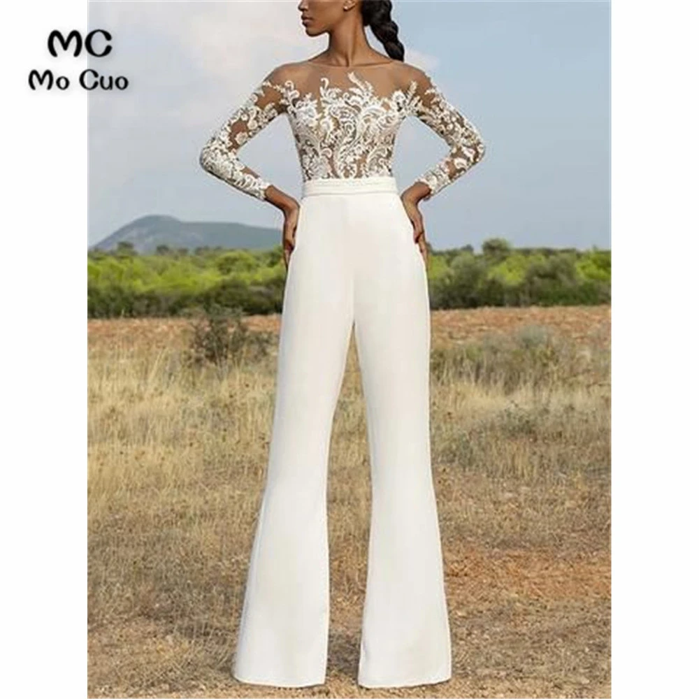 Elegante traje blanco de encaje transparente para mujer, vestidos de graduación, monos, vestido de fiesta de de larga, vestido de noche de talla grande|Vestidos de graduación| AliExpress
