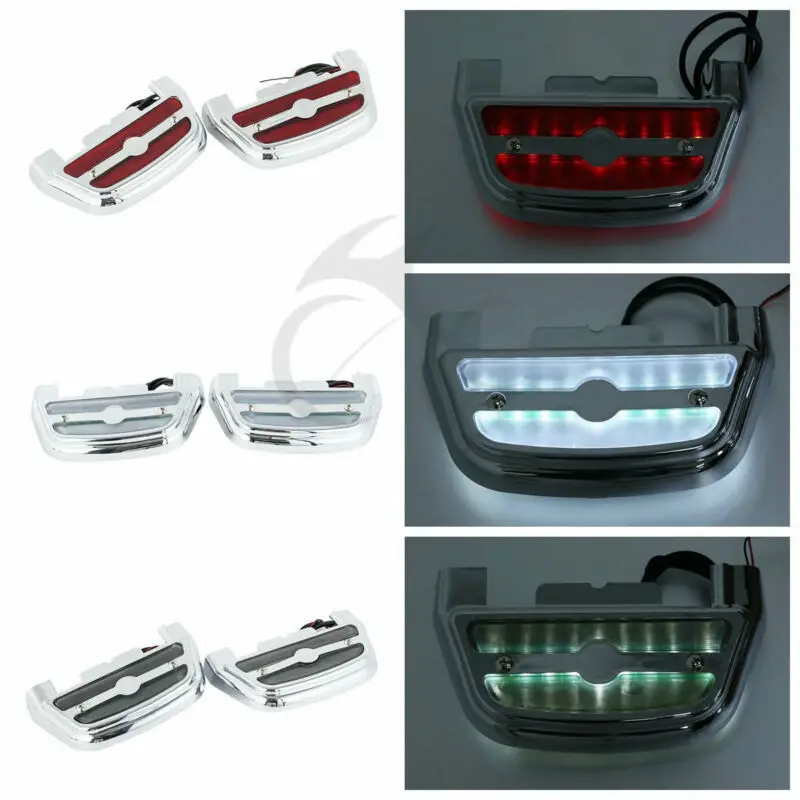 

Motorcycle Led Light passenger footboard floorboard cover For Harley Touring Softail