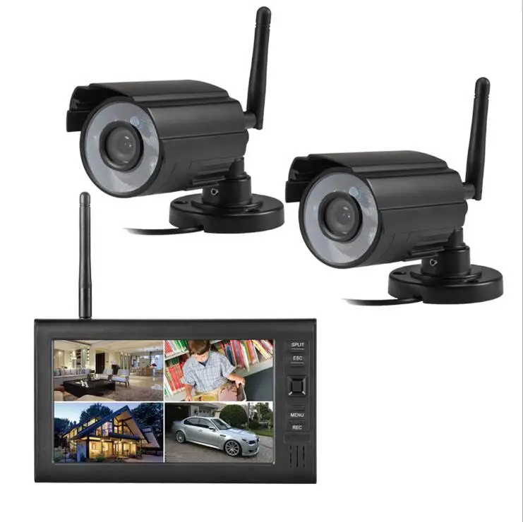 

7 inch video four screen monitoring set LCD camera wireless security monitoring