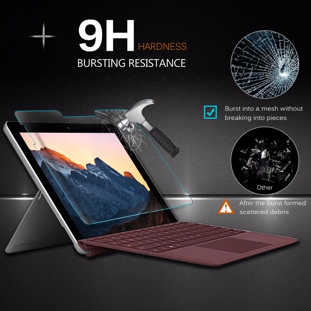 2pcs Tempered Glass For Microsoft Surface Pro 4 5 6 7 8 9 X Tablet Screen Protector For Surface Go 1 2 3 Premium 9H Glass Film 3