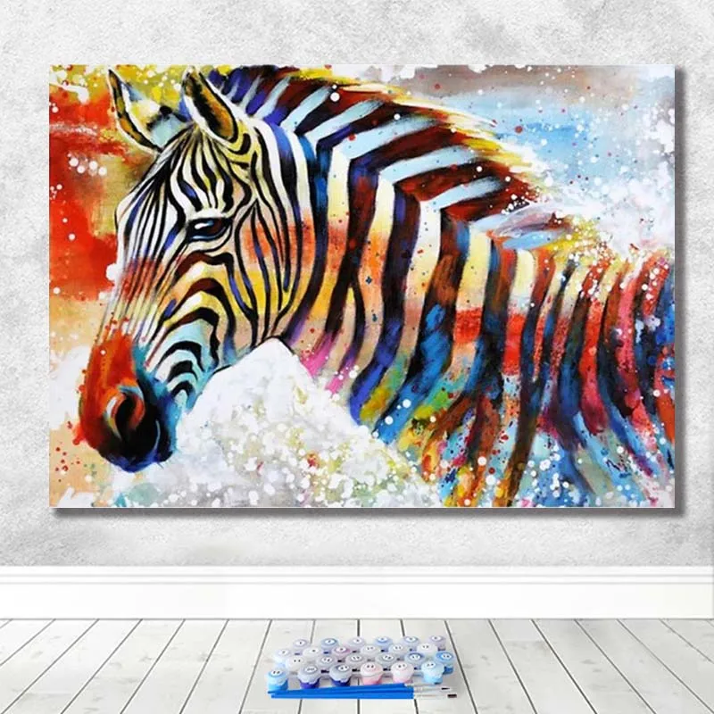 painting by numbers art paint by number Painted abstract zebra home background wall corridor decorative painting - Цвет: 22134