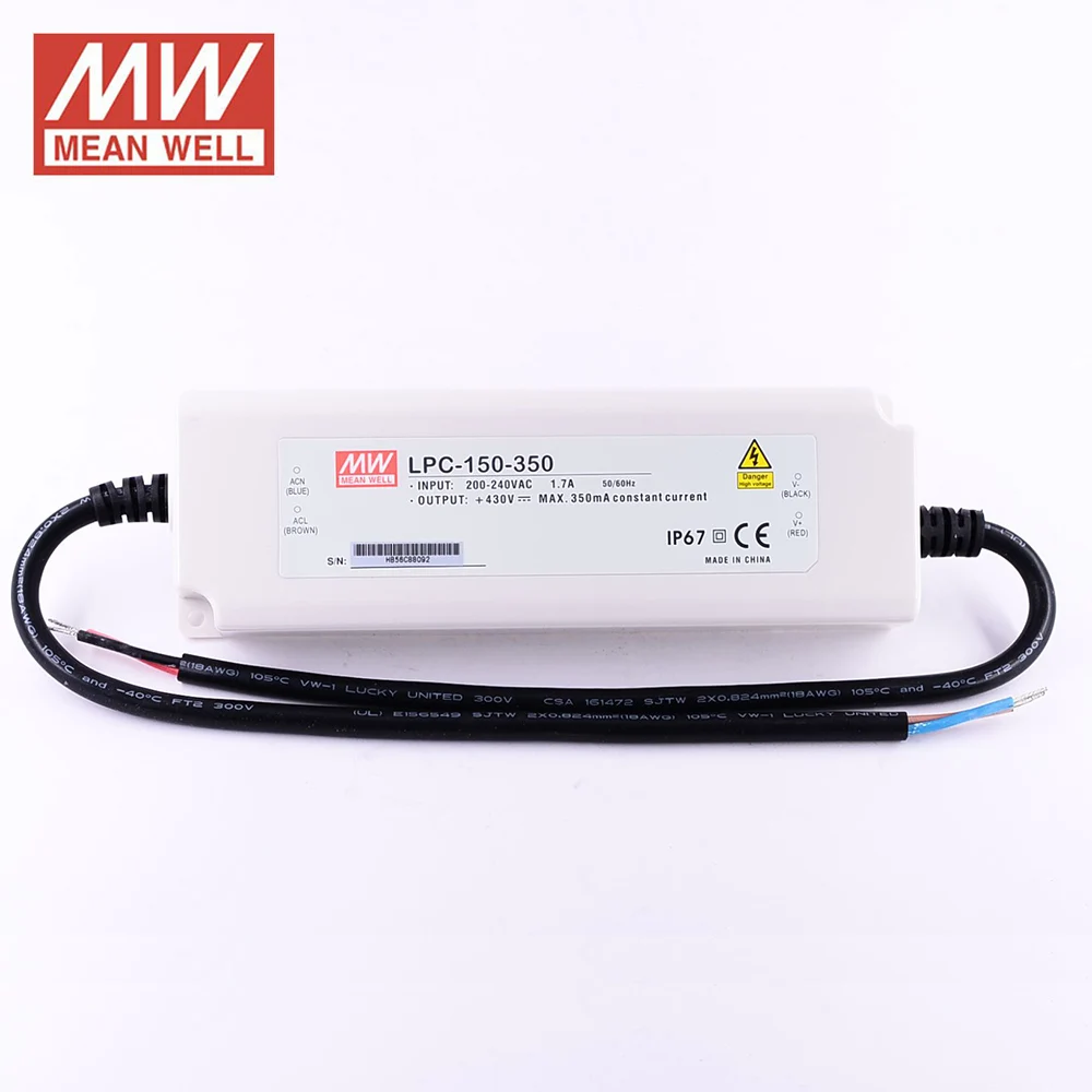 LED Driver 150W 300V 500mA LPC-150-500 Meanwell AC-DC SMPS LPC-150 Series MEAN WELL C.C Power Supply