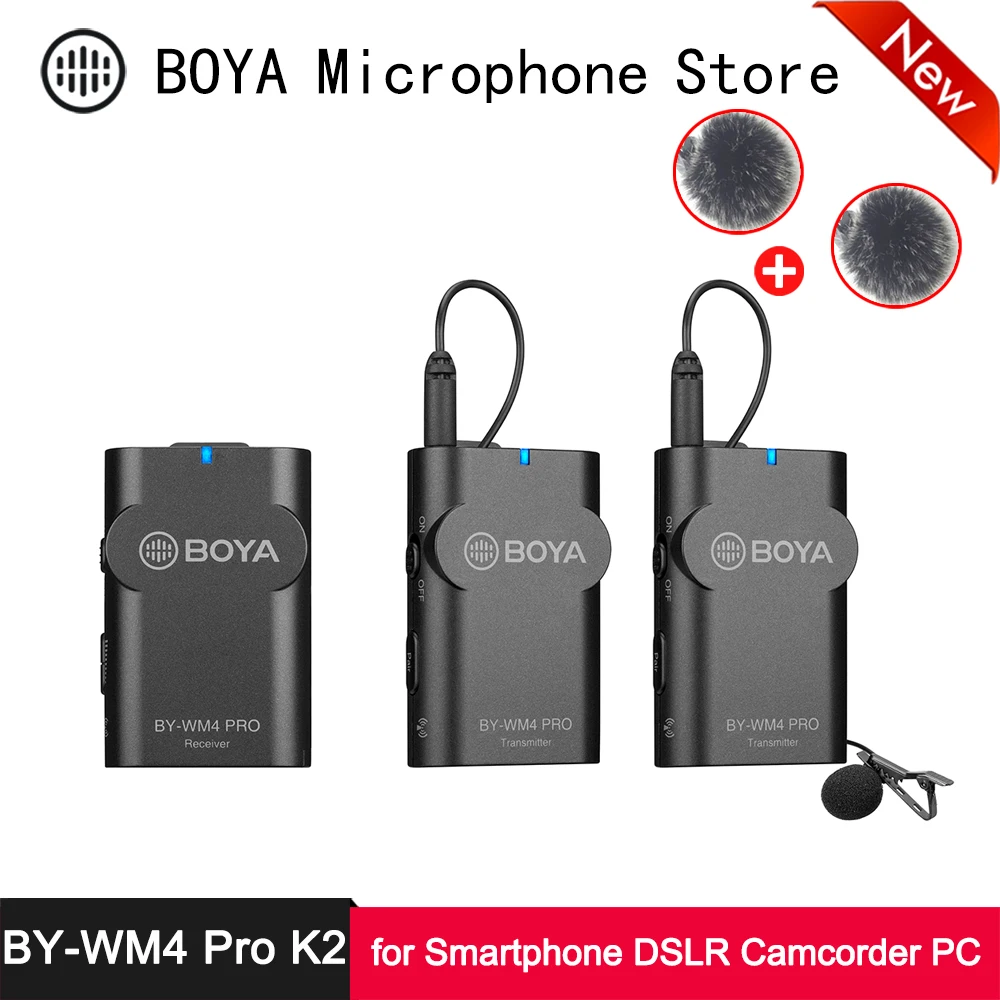 Беспроводной петличный микрофон BOYA BY WM4 Pro K2 2 4 ГГц двухканальная система