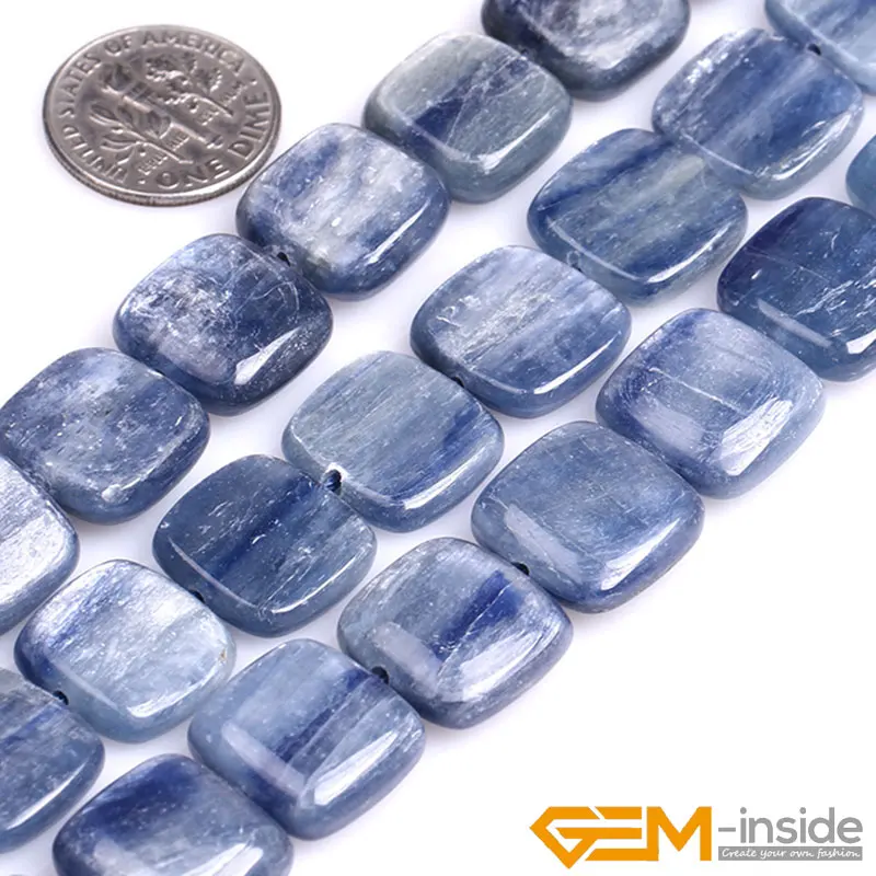 Натуральный Камень Синий Кианит бусины для изготовления ювелирных изделий прядь 15 дюймов Овальный квадратный камень "монета" бусины для браслета ожерелье DIY