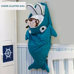 Saco de dormir cálido de tiburón para bebés, colcha a prueba de Patadas para niños, se puede colocar en un cochecito para salir, 115x60