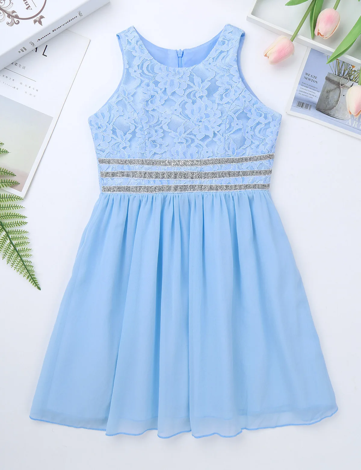 Дети девушки вышитые цветочные кружева сверкающие талии платье Vestido de festa Принцесса Пышные свадебные День Рождения Летние платья