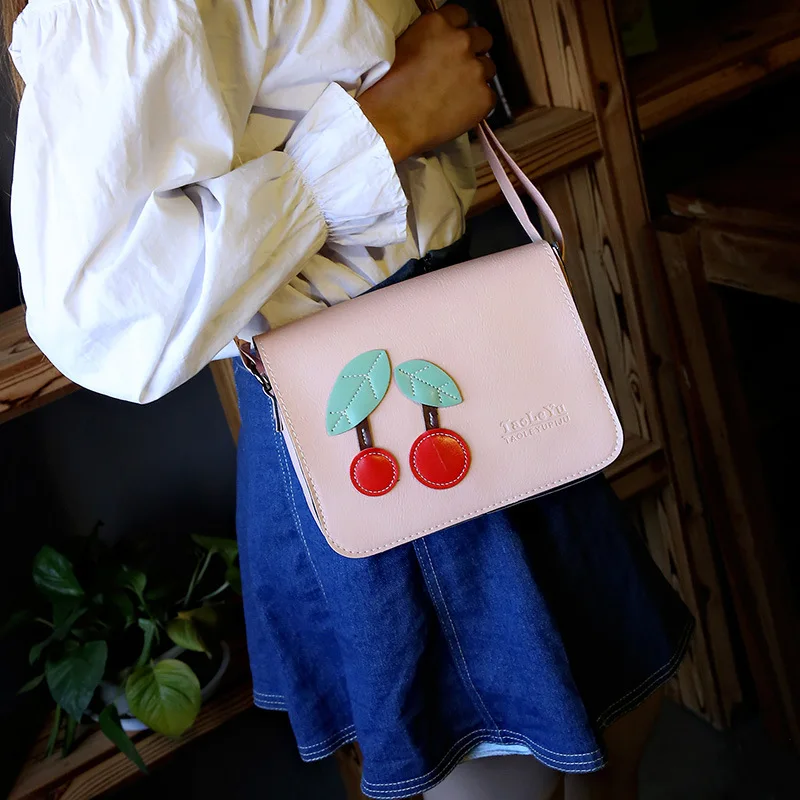 

2017 New Style Cherry Square Sling Bag Shoulder Bag Shoulder Bag Korean-style WOMEN'S Fashion Handbag Mini Bag