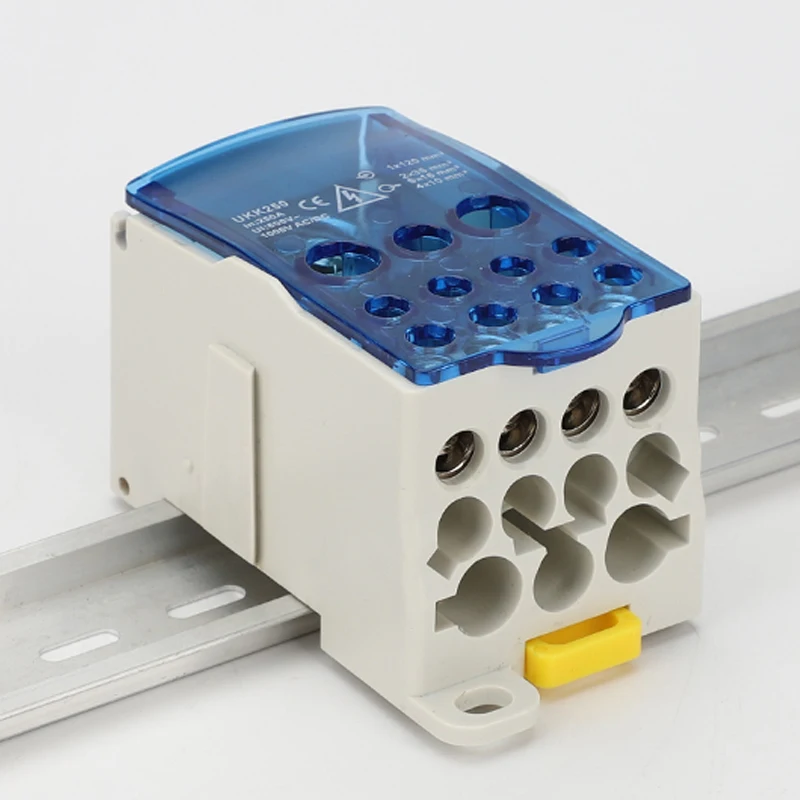 electrical wire connector One in multiple-out distribution box Din Rail Terminal Blocks junction box diverter UKK-80/160/250A Din Rail Distribution Box Din Rail Terminal Block Wire Connectors