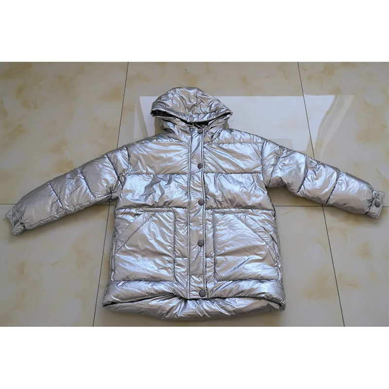 Блестящая серебряная зимняя куртка женская зимняя куртка с поясом хлопковая стеганая Женская куртка-бомбер с капюшоном парка Abrigos Mujer Invierno - Цвет: Gray