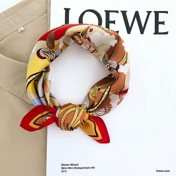 

Hot 100% Pure Silk Scarf 2020 Women Pashmina Foulard Square New Small Headband Fashion Print Neckerchief Scarves Bandana Hijab