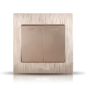 

Switch socket champagne brushed purple panel single link two open wall switch gold multi-control