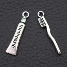 

WKOUD/10 Sets Of Silver Plated Toothbrush And Toothpaste Charms DIY Metal Jewelry Mini Daily Life Popular Pendant A849