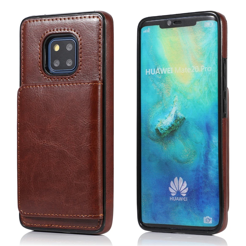 Темно-коричневый Ретро Кожаный чехол для huawei P30 Pro mate 20 Lite чехол для телефона держатель для карт кошелек задняя крышка чехол для huawei P30 Lite mate 20 Pro - Цвет: Темно-коричневый