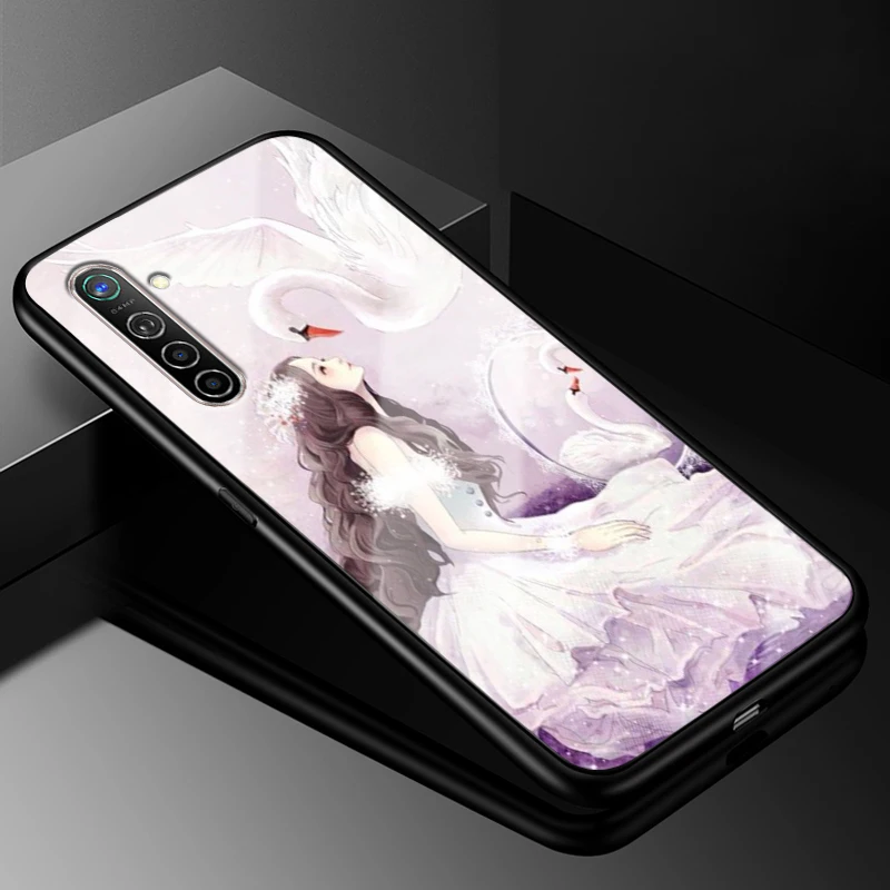 Для OPPO Realme X2 чехол 6,4 ''модный стеклянный Жесткий Чехол для задней панели телефона чехол s для OPPO Realme XT силиконовый бампер