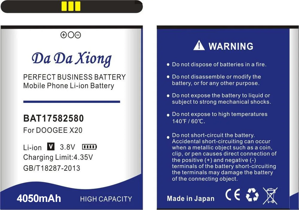 Da Xiong аккумулятор 5,0 дюйма Для Doogee X20 X20L аккумулятор для мобильного телефона 4050 мАч