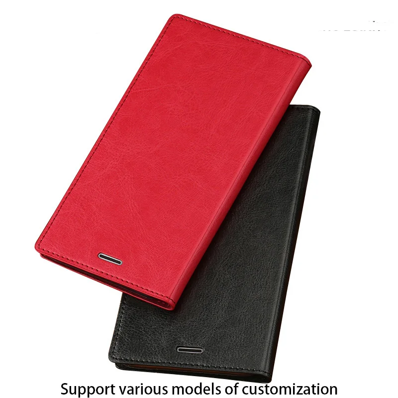 Чехол-книжка из воловьей кожи для Sony Xperia Z2 Z3 Z4 Z5 X XZ1 XZ2 XZ3 XZ4 Compact XA XA1 XA2 ultra XZ Premium xperia 5