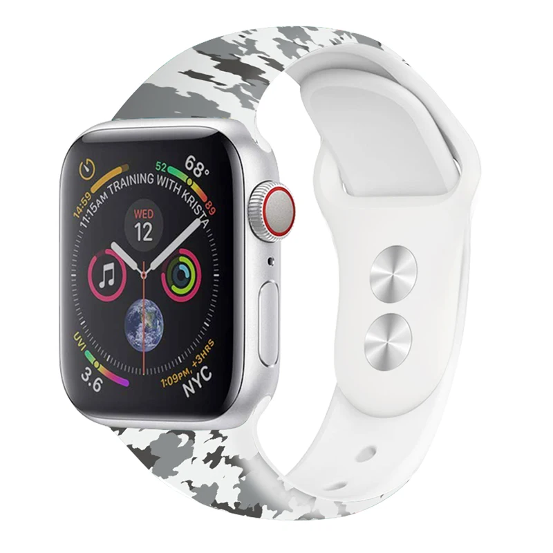 Силиконовый ремешок для Iphone Watch Series 4 40 мм 44 мм Камуфляжный белый ремешок стиль женские и мужские браслеты 38 мм 42 мм для Iwatch 2 3