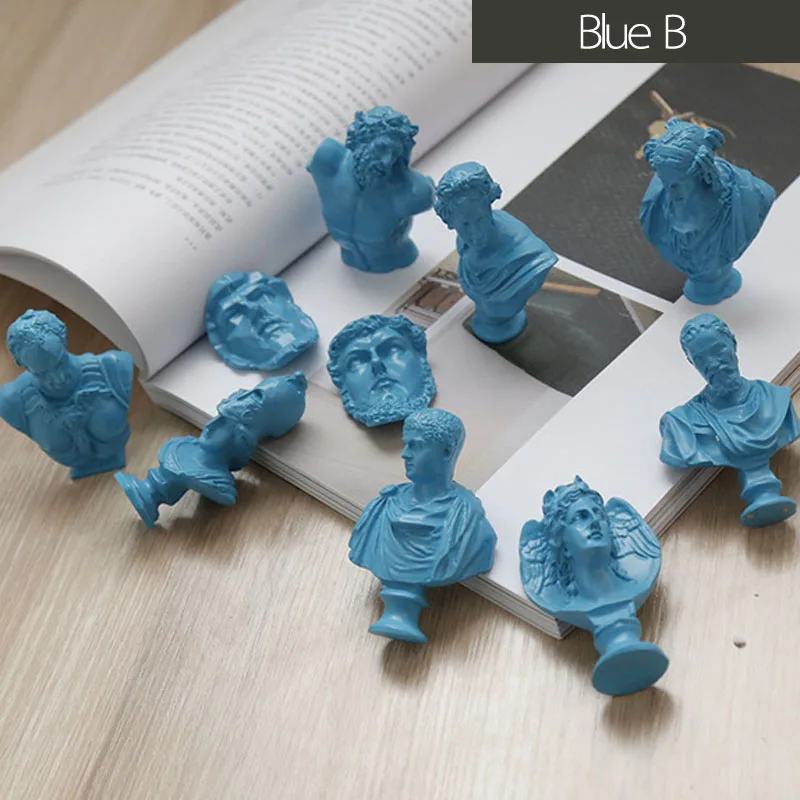 Blue B 10 шт./компл. фигурки древней греческой мифологической статуи Мини Фигурка Скульптура штукатурка всемирно известный бюст эскиз модель для практики ремесла - Цвет: Blue B