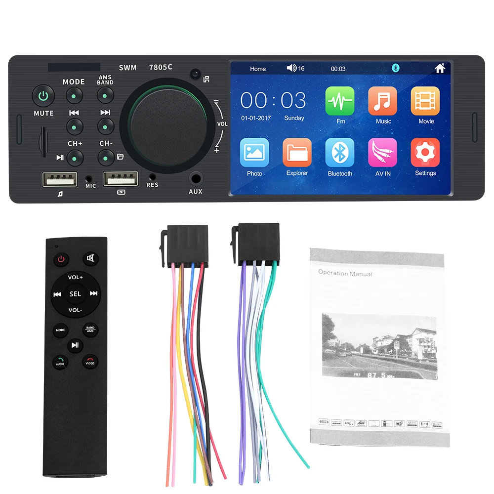 

4.1" Touch Screen Car Radio Bluetooth Auto Radio 1 Din Audio Car Stereo Car MP5 Player 12V USB Remote Control Camera