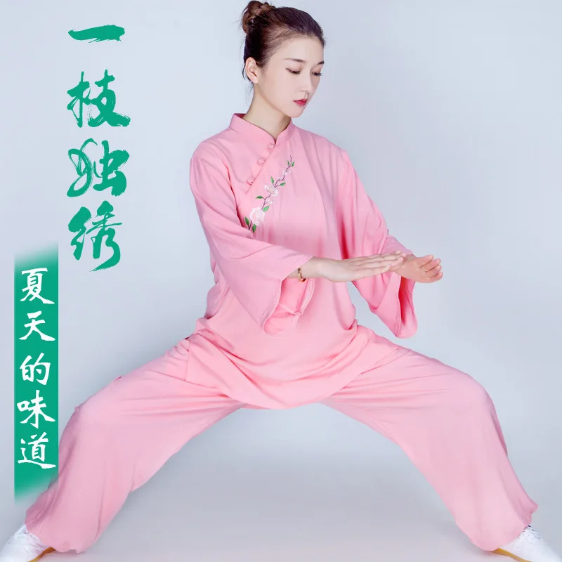 

Cotton Linen Martial Arts Tai Chi Kungfu Meditaiton Uniforms Embroidery Women Loose Sweatshirt+pant Casual Workout Fitness Set