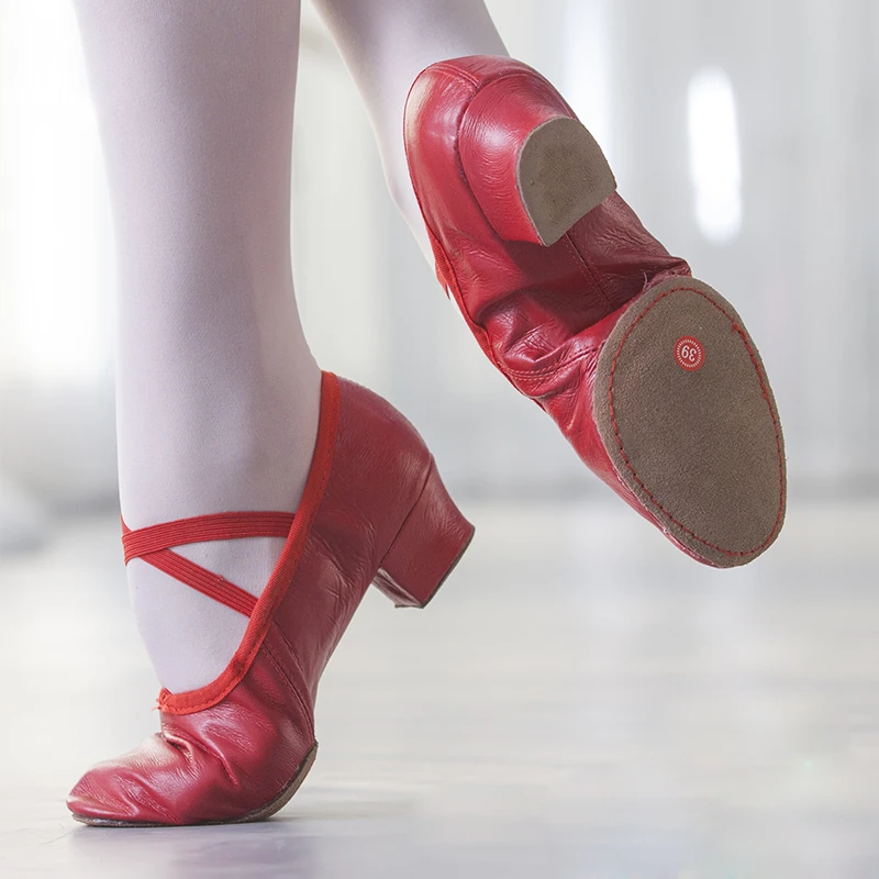 Zapatos de baile de Ballet de cuero Natural para mujer, zapatillas suaves de tacón medio para Jazz Salsa, zapatos de para niña|Calzado baile| - AliExpress