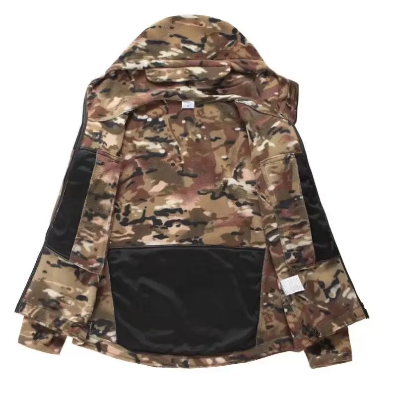 MultiCamo Мужская Военная Удобная Флисовая Куртка теплое пальто с несколькими карманами и капюшоном