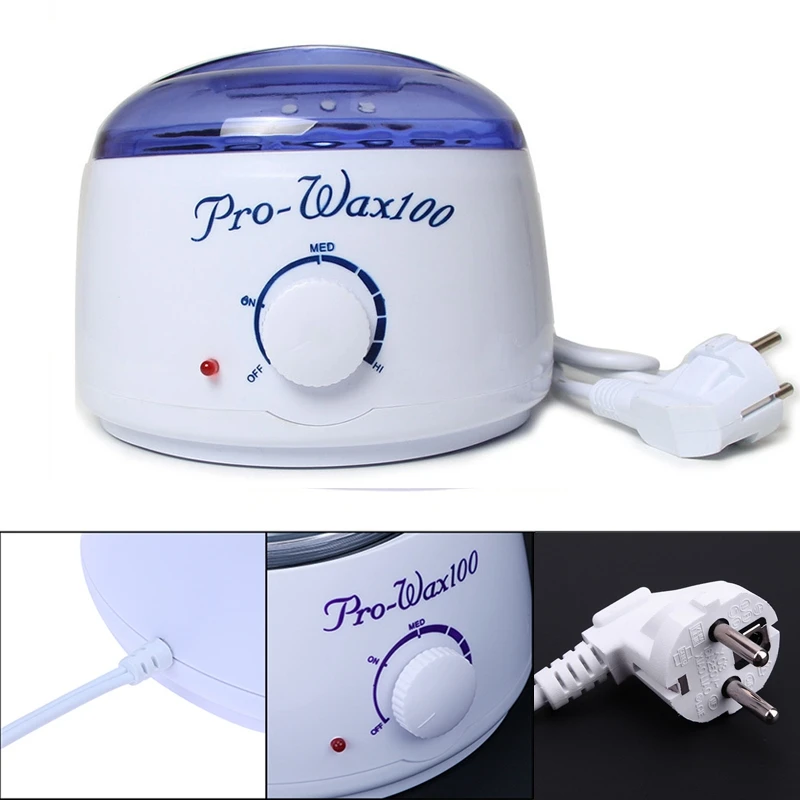 Portable Electric Hair Removal Hot Wax Warmer Kit Wax Heater Machine(550cc)+Hard Wax Beans 100g+ Wax Applicator Sticks 10PCS EU
