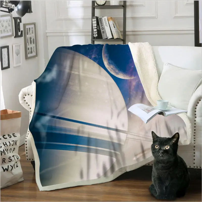 

Fleece Blanket Adult Planet Pattern Cotton Fleece Blanket Sofa Blanket 130cmx150cm Chunky Knit Blanket Flame Retardant