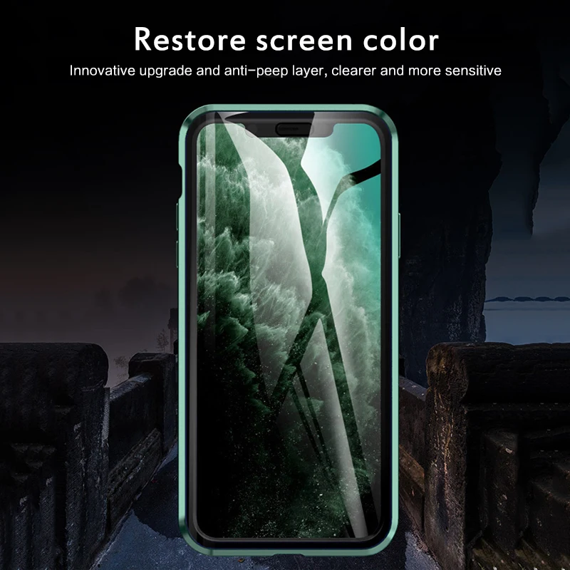 Anti Peep Magnetic Case For Apple IPhone 11 Pro Max Privacy 360 9H Tempered Glass Cover 3