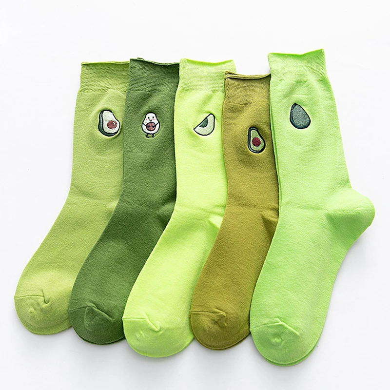 Уличная зеленая фрукты, авокадо Harajuku милые хлопковые Повседневные носки зимние теплые женские мужские носки милые забавные короткие счастливые носки