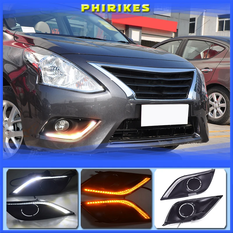 

For Nissan Almera Latio Sunny Versa 2014 2015 2016 2017 2018 LED DRL Daytime Running Lights Daylight Fog Head Lamp