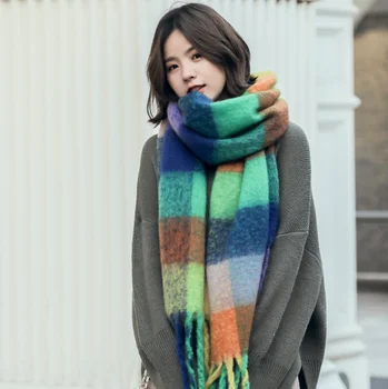 

Top Quality Brand Plaid Scarf Women Winter Cashmere Long Tassel Foulard Femme Thick Autumn Large Warm Head Neck Shawls 210cm