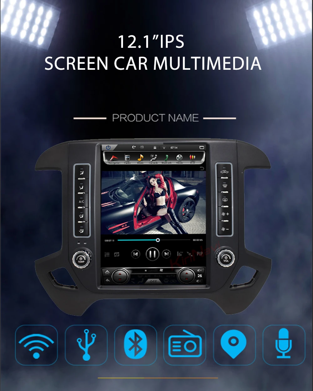 KiriNavi 12,1 ''Android 8,1 Автомагнитола для CHEVROLET Silverado автомобильный Dvd Gps Android мультимедийный видео плеер навигация