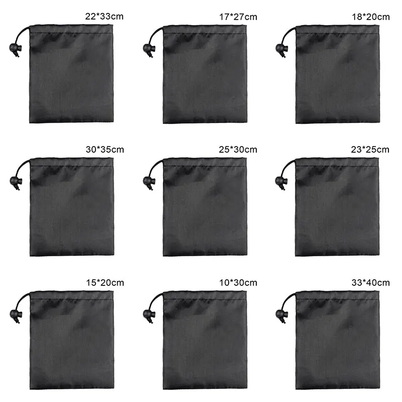 Nylon/EVA Drawstring Bag Storage Pouch Mini Gadgets Organizer Black Bags Cover for Clothes Shoes Packaging Outdoor Travel Use