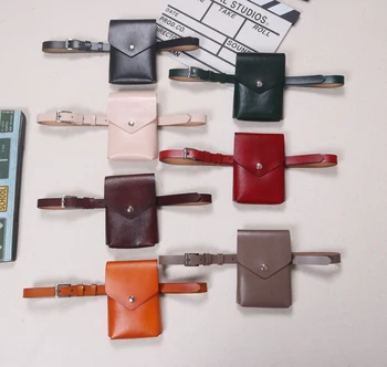 

Korean Flap Waist Packs Women Genuine Leather MIni Street Fanny Packs Cow Leather Ladies Waist bags Belt Retro wallet phone Bag