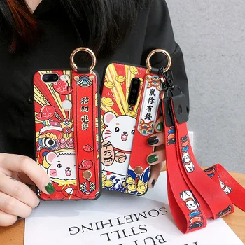 

Oneplus 7T pro Fortune Cat Case, Cute Lucky Cat Wrist strap back cover For OnePlus 3 3T / 5 5T/6 6T /7 7pro Case + Straps