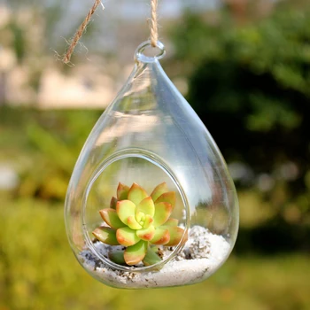 

8*16cm Water Drop Shaped Glass Candle Holder Width=8cm Height=16cm Handmade Lamp Blown Glass Terrarium Vase Home Decoration