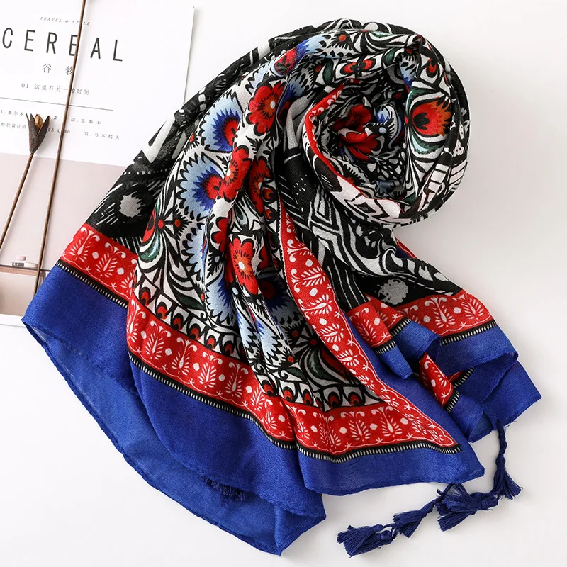 180x100 см Этническая длинная шаль хлопок шарф узор женский большой шарф пашмины женский зимний шарф