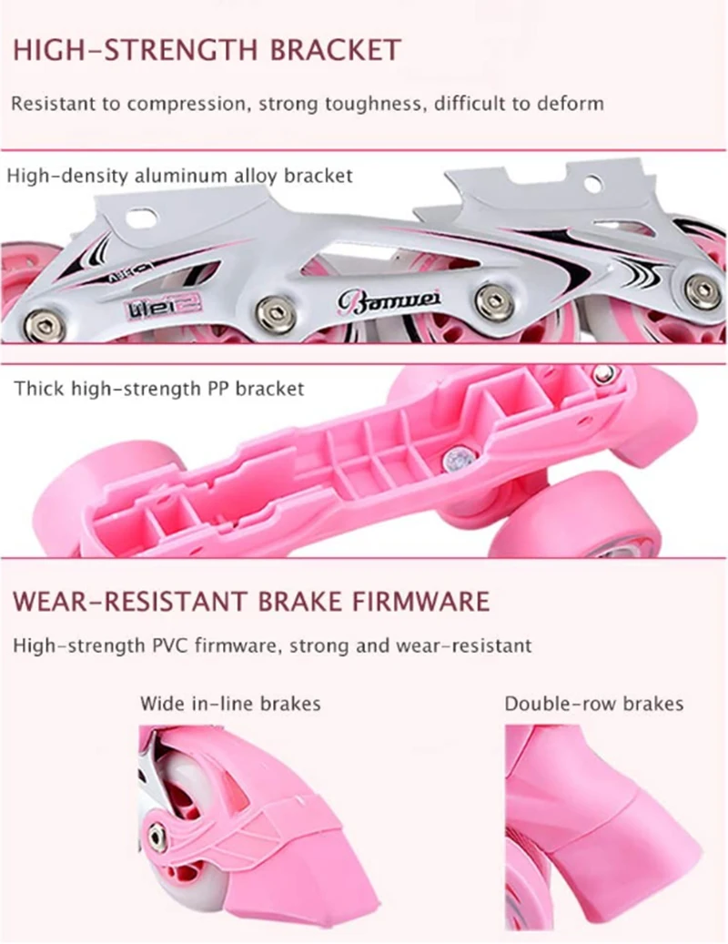 2021 Girls Kids Roller Skates Pvc Skating Shoes Sliding Quad Sneakers 4 Wheels 2 Row Line Outdoor Gym Sports Skate Shoes Patines