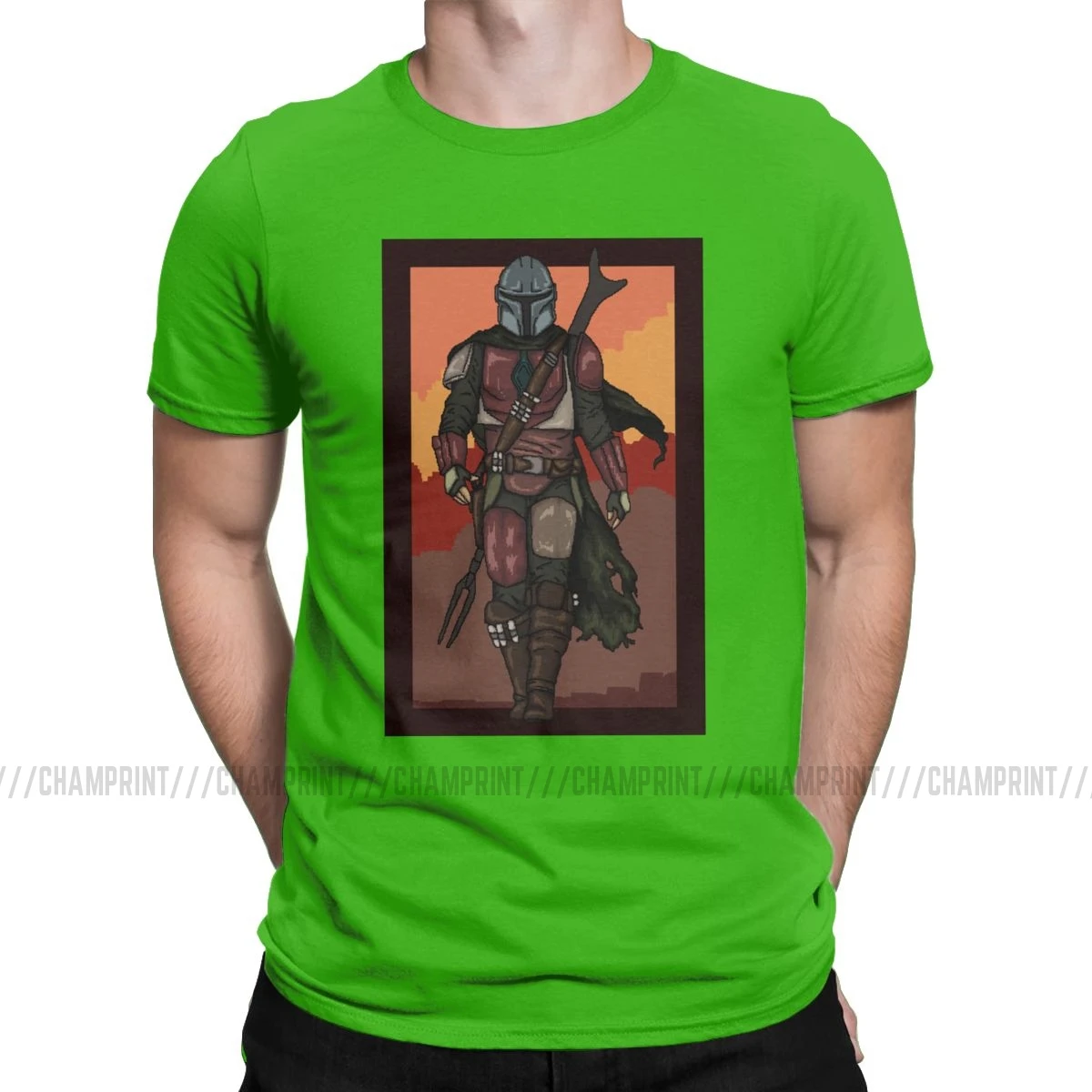 Mandalorian, мужские футболки, Звездные войны, повседневные футболки, короткий рукав, круглый вырез, футболки, хлопок, Графические Топы - Цвет: Зеленый