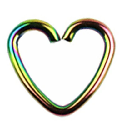 Heart Colorful 1PC Поддельные спирали пирсинг уха Daith 10 шт. 361L хирургическая сталь Сердце Звезда Кольцо хряща кольцо для козелка ушной раковины губы носа орбитальная шпилька сексуальные ювелирные изделия - Окраска металла: Heart Colorful 1PC