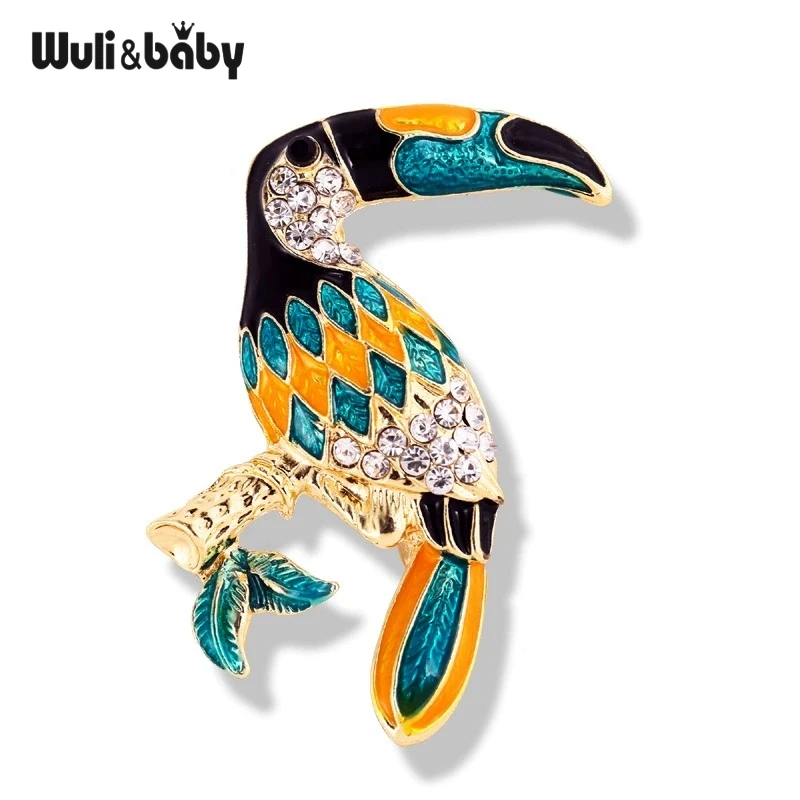 Wuli&ampbaby Big Mouth Enamel Bird Brooches For Women Rhinestone Animal Office Party Brooch Pins | Украшения и аксессуары
