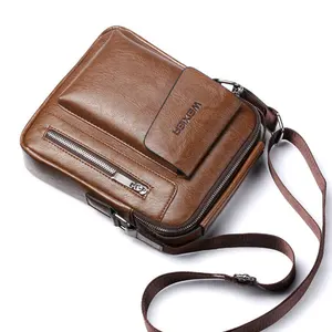 Image 3 - Casual Men Shoulder Bag Vintage Crossbody Bags High Quality Male Bag PU Leather Handbag Capacity Men Messenger Bags Tote Bag